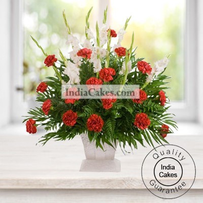 10 Red Carnation & 10 white Glads