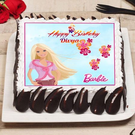 Barbie Black Forest Poster Cake Half Kg