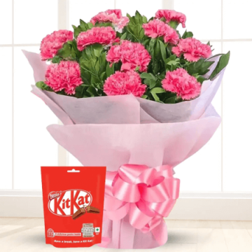 12 Pink Carnation with KitKat Mini Pack