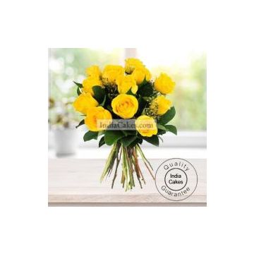 12 Yellow Roses Bunch