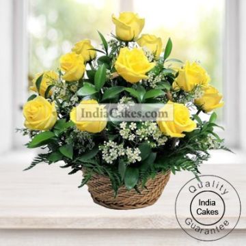 20 Yellow Roses Basket