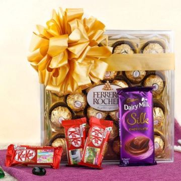 24 Ferrero Rocher with 1 Silk n 3 Kitkat Chocolates