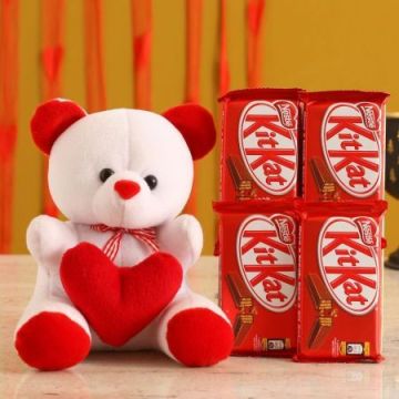 4 Kitkat Chocolates with a Teddy