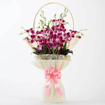 6 Legant Purple Orchids Bouquet