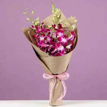 6 Royal Purple Orchids Bunch