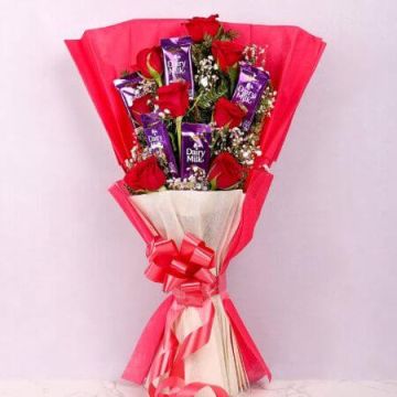 6 Red Roses and 5 Chocolate Arrangement