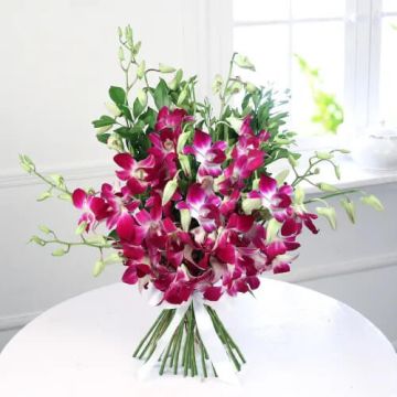 Beautiful 10 Purple Orchids Bunch