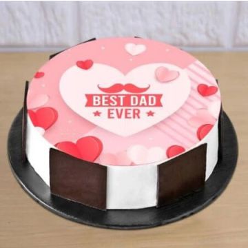 Best Dad Ever Half Kg Vanilla Poster Cake
