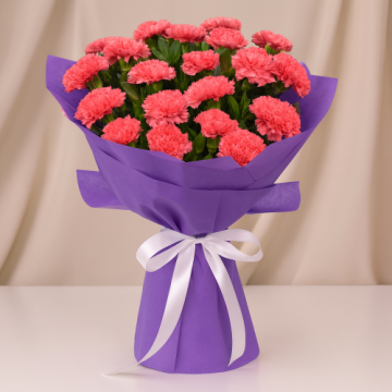 Bunch of 20 Pink Carnations with Fillers
