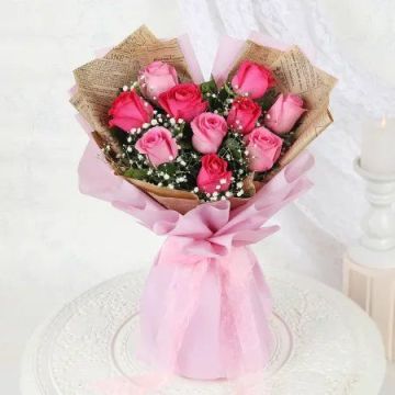 Dignified 10 Pink Rose Bouquet