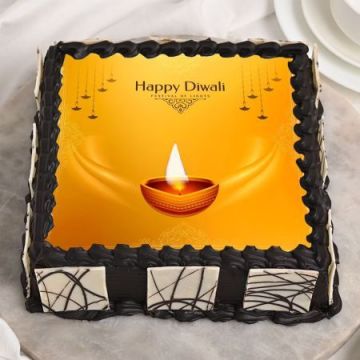 Diwali Square Choco Photo Cake Half Kg