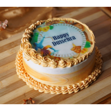 Eggless Dussehra Vanilla Poster Cake Half Kg