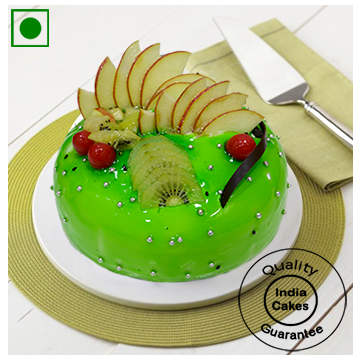 Eggless Kiwi Cake Fresh Fruit Half Kg