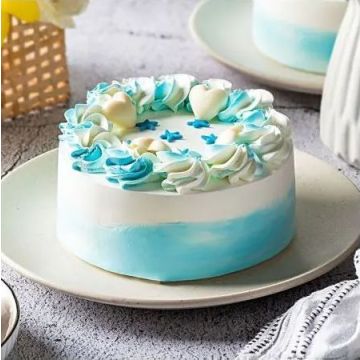 Eggless Floral Design Vanilla Cake Half Kg