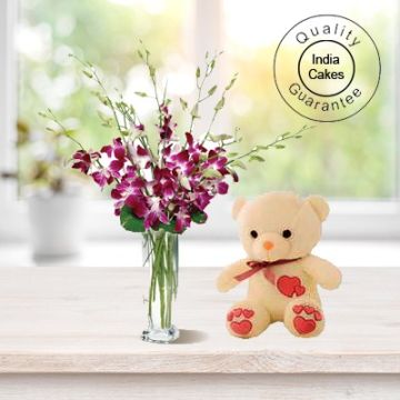 10 ORCHIDS BUNCH AND TEDDY