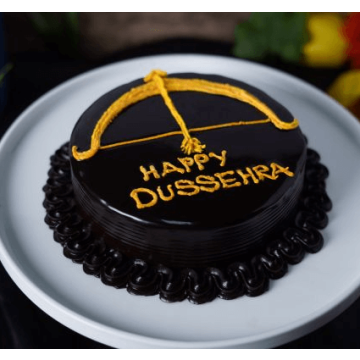 Eggless Happy Dussehra Chocolate Cake Half Kg