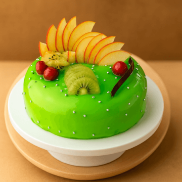 Eggless Kiwi Cake Fresh Fruit Half Kg