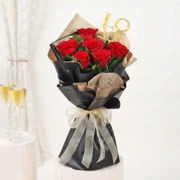 Love Bloom 6 Red Roses Bouquet
