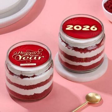 New Year Red Velvet Jar Cake Duo