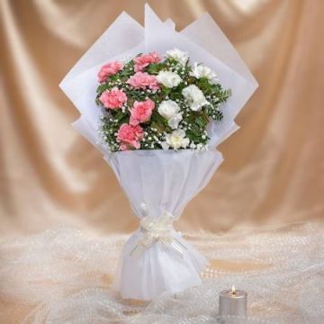 Pretty Pink and White Carnations