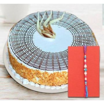 Rakhi with Butterscotch Cream Cake Half Kg