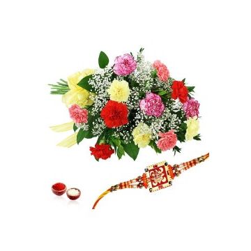 12 Mixed Carnation With Rakhi