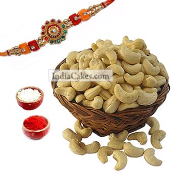 Rakhi with 200 gms Cashew Dryfruits