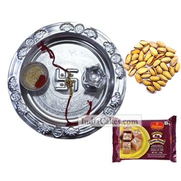 Silver Thali And Soanpapdi And Pista