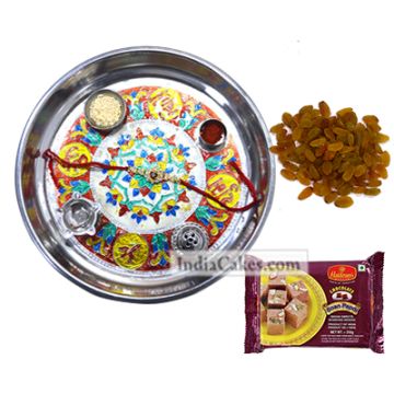 Silver Thali And Soanpapdi And Raisins