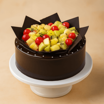 Eggless Yummy Chocolate Fresh Fruit Cake Half Kg
