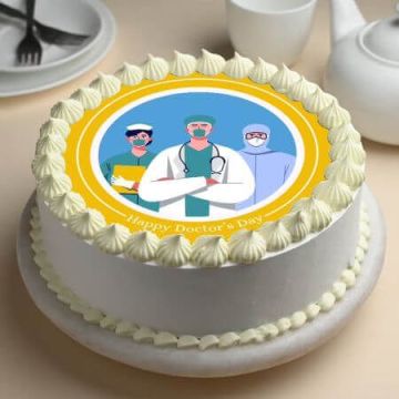 Doc Day Round Photo Theme Cake Half Kg