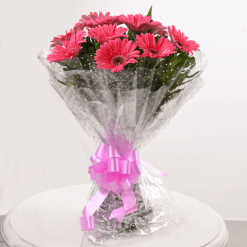 Passionate 10 Pink Gerberas Bunch