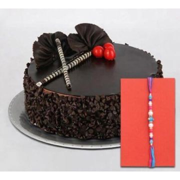 Rakhi with Tempting Chocolate Truffle Cake Half Kg