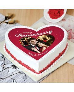 Enticing Red Velvet Heart Shaped Anniversary Cake Half Kg