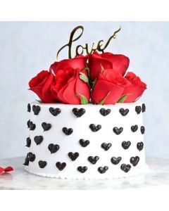 Heart Snatching Choco Vanilla Rose Cake 1 Kg