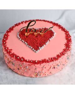 Round Red Velvet Love Cake