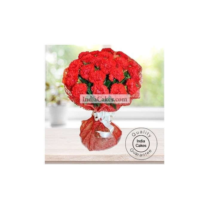 25 RED CARNATIONS BUNCH