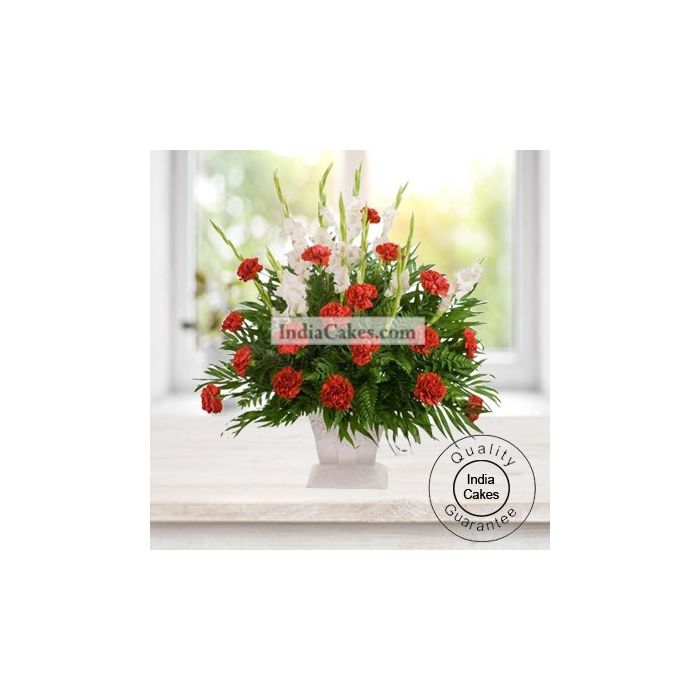 10 Red Carnation & 10 white Glads 10 Red Carnation & 10 white Glads