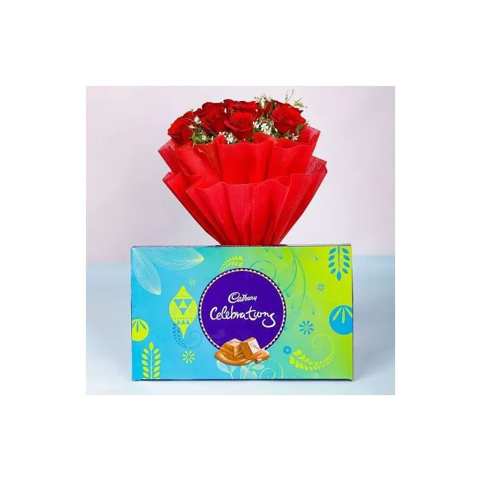 10 Red Roses With a Cadbury Celebration Pack 10 Red Roses With a Cadbury Celebration Pack