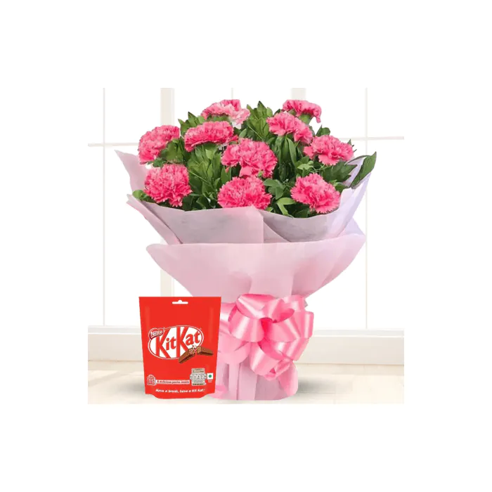 12 Pink Carnation with KitKat Mini Pack 12 Pink Carnation with KitKat Mini Pack