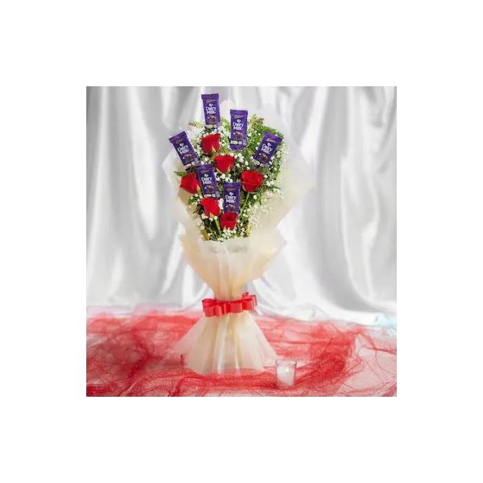 6 Roses And Chocolates Bouquet 6 Roses And Chocolates Bouquet