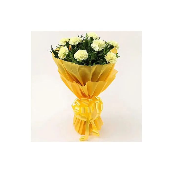 8 Yellow Carnations Bouquet 8 Yellow Carnations Bouquet