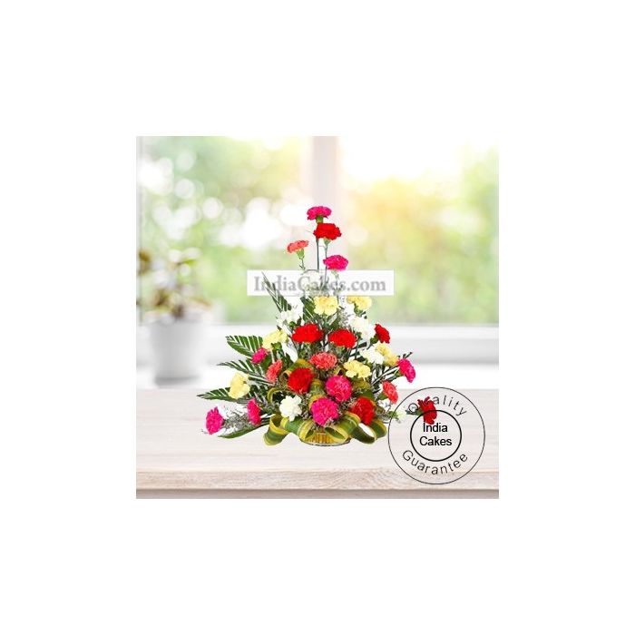 ARRANGEMENT OF COLOURFUL CARNATIONS