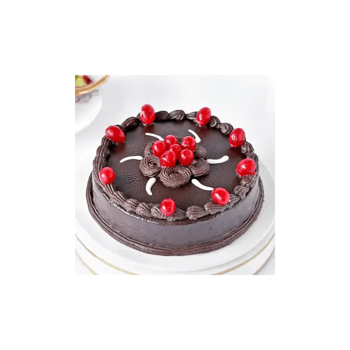 Eggless Chocolate Truffle Cake with Cherry Toppings Half Kgs Eggless Chocolate Truffle Cake with Cherry Toppings Half Kgs