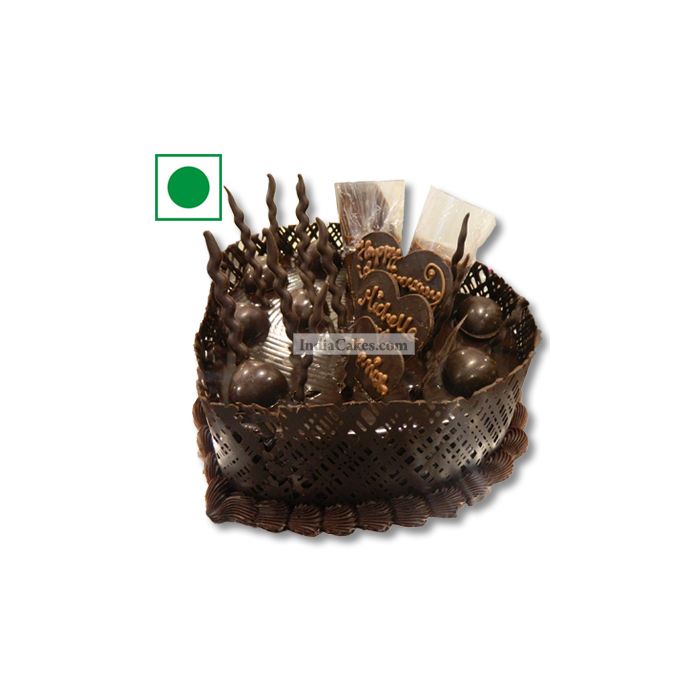 1 Kg Eggless Heart Shape Dark Chocolate Fantasy Cake 1 Kg Eggless Heart Shape Dark Chocolate Fantasy Cake