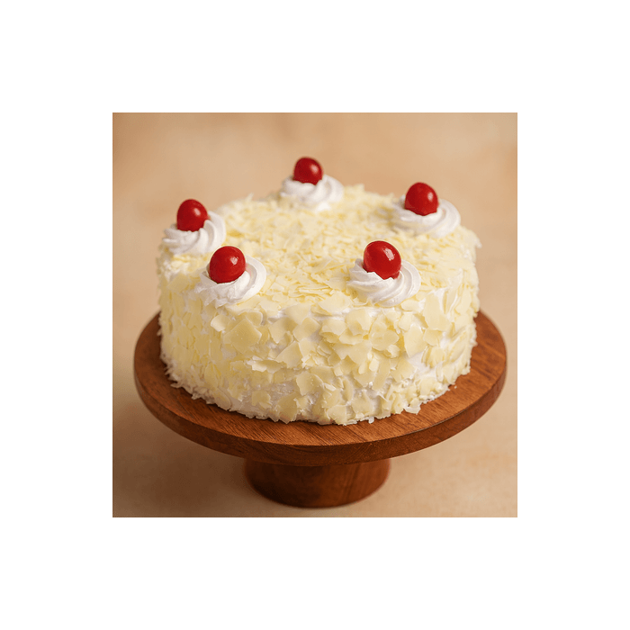 Eggless Delightful White Forest Cake Half Kg Eggless Delightful White Forest Cake Half Kg