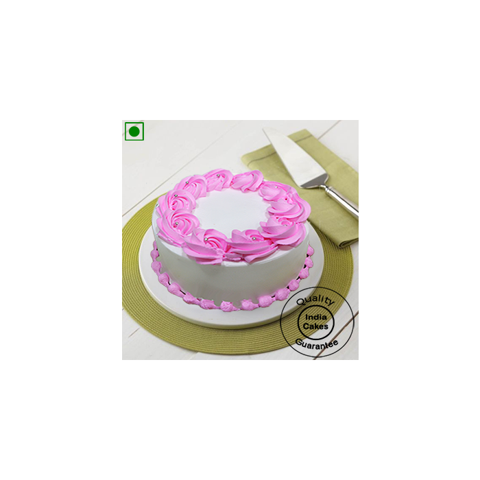 Eggless Creamy Rose Strawberry Cake Half Kg Eggless Creamy Rose Strawberry Cake Half Kg