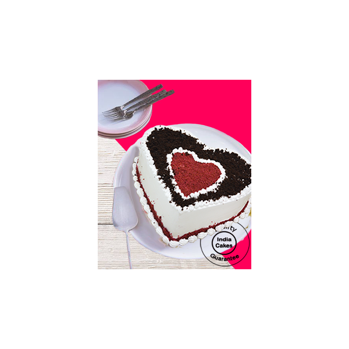Eggless Fabulous Red Velvet Heart Shaped Cake Half Kg Eggless Fabulous Red Velvet Heart Shaped Cake Half Kg