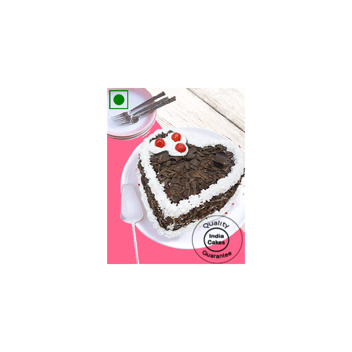Eggless Heart-Beating Black Forest Heart Shaped Cake Half Kg Eggless Heart-Beating Black Forest Heart Shaped Cake Half Kg