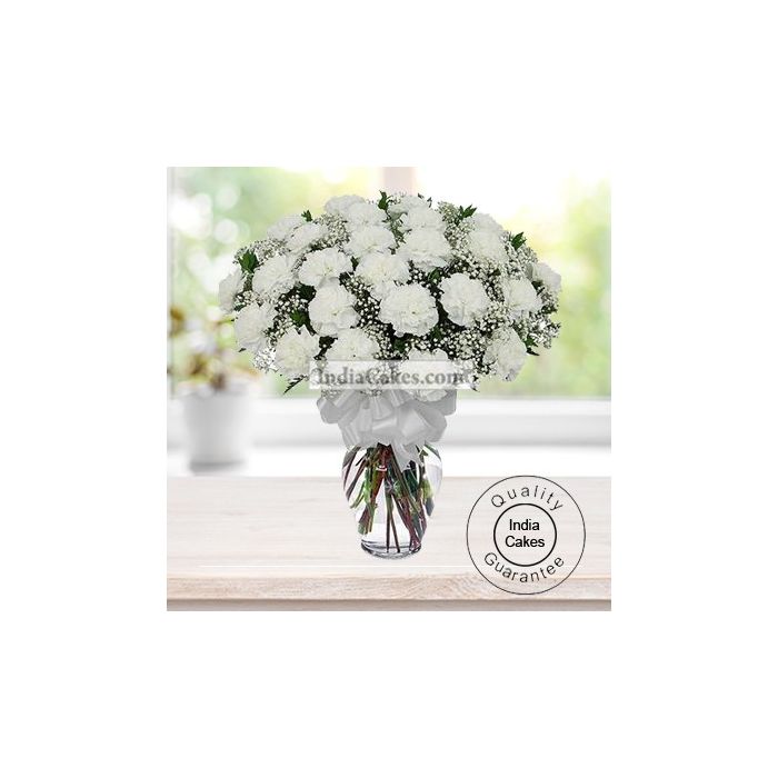 25 WHITE CARNATIONS BUNCH